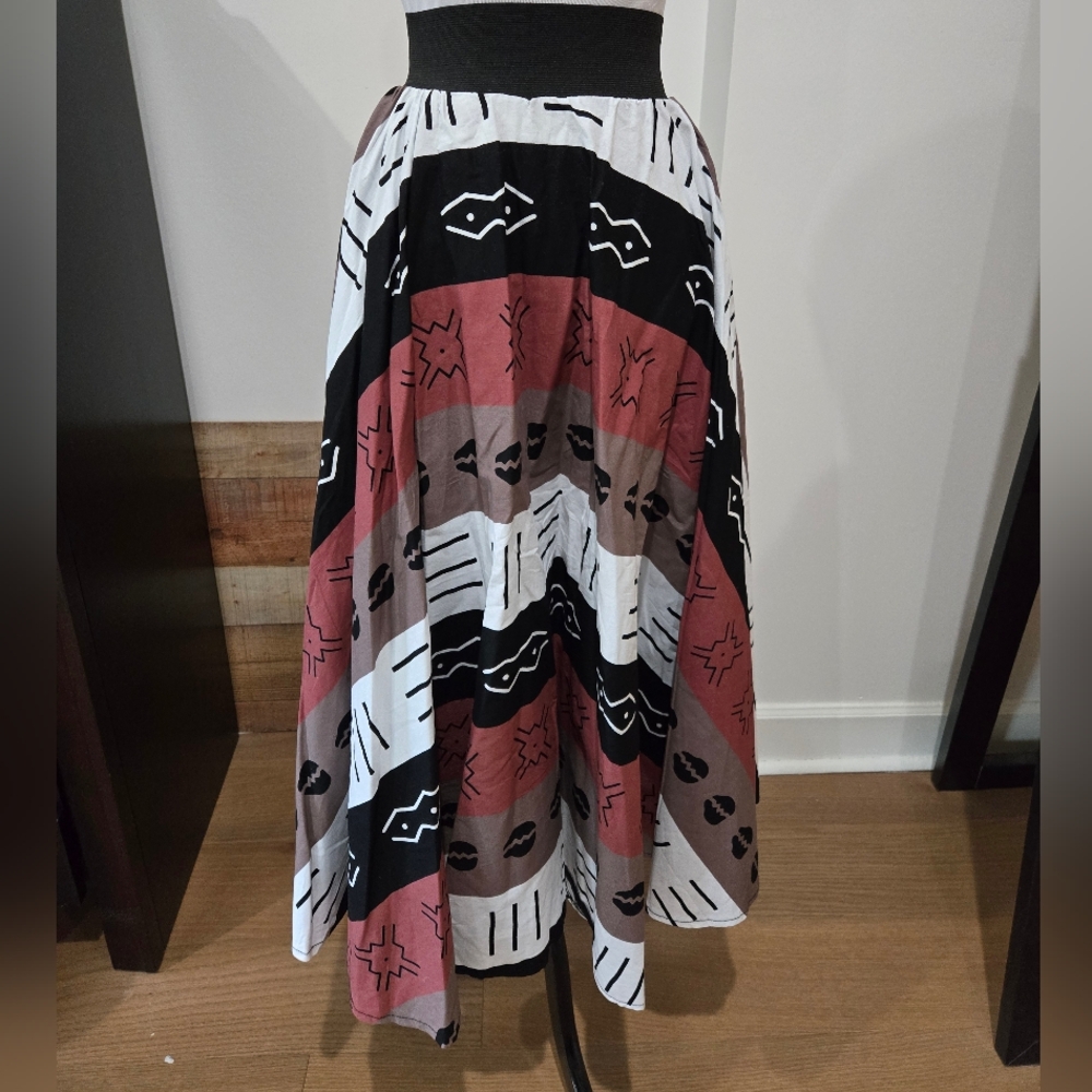 Heritage Clothings African Print Midi Flare Skirt